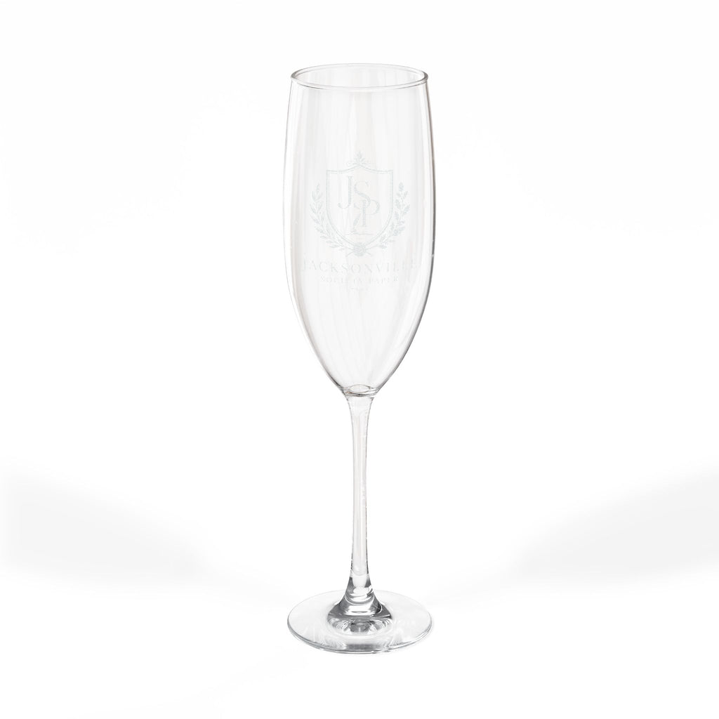 Engraved 8oz Champagne Flute — Personalized Crest Design