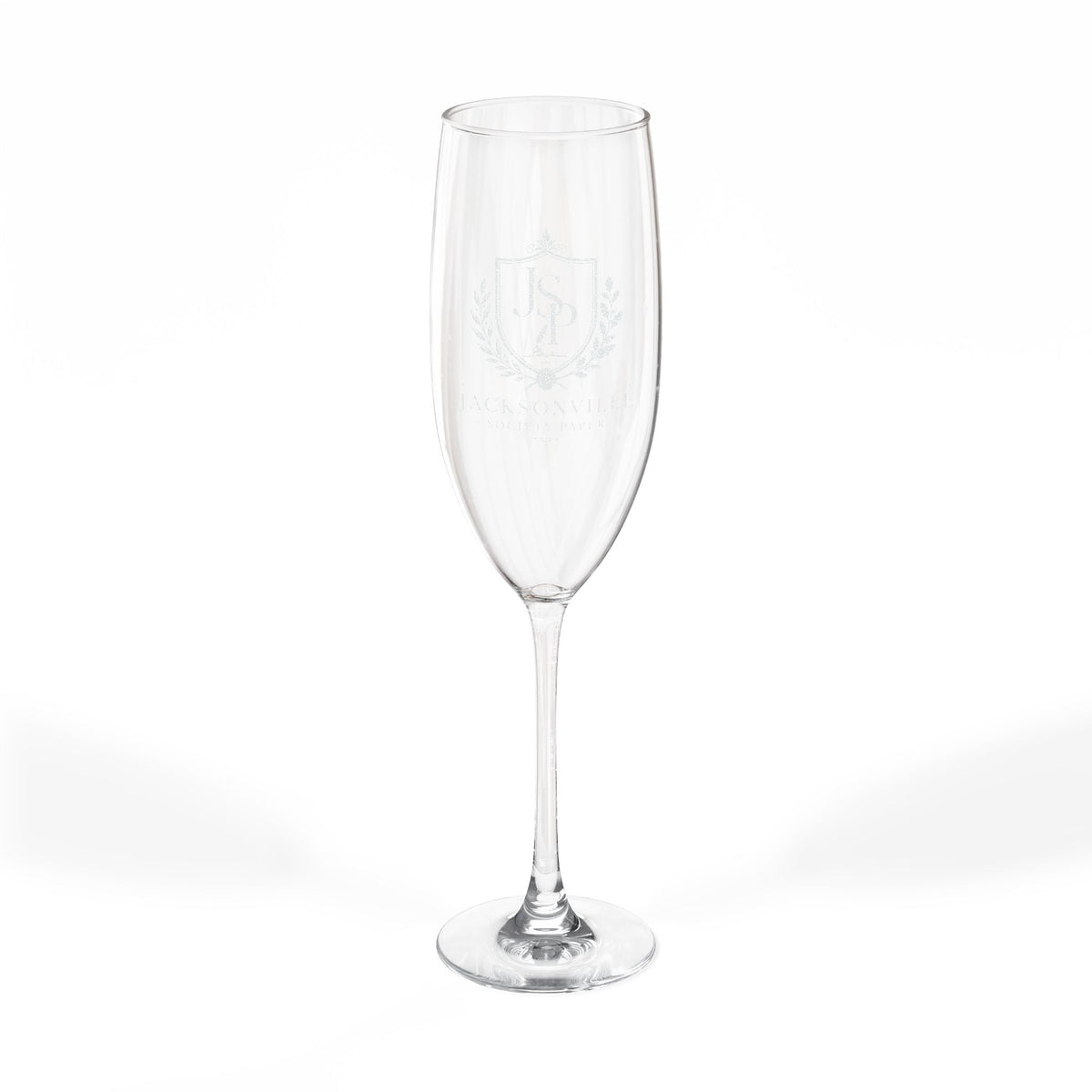 Engraved 8oz Champagne Flute — Personalized Crest Design