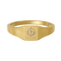 Gold Stainless Steel Square Signet Ring — Custom Engraved Family Crest