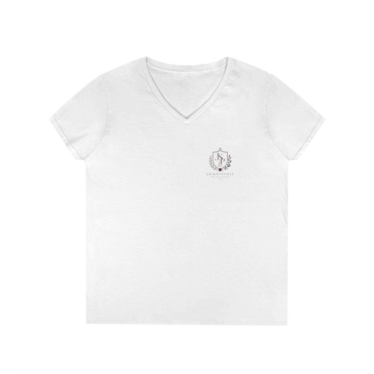 Minimalist Floral Crest V-Neck Tee