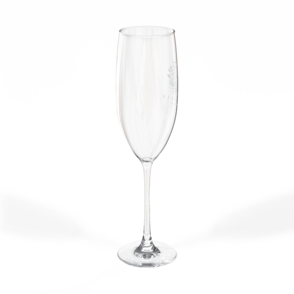 Engraved 8oz Champagne Flute — Personalized Crest Design