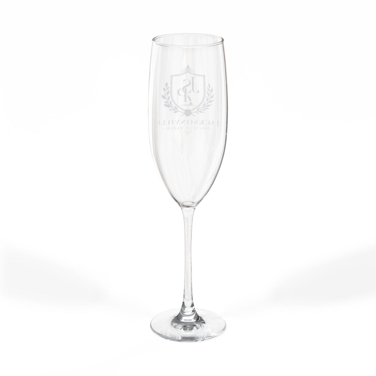 Engraved 8oz Champagne Flute — Personalized Crest Design