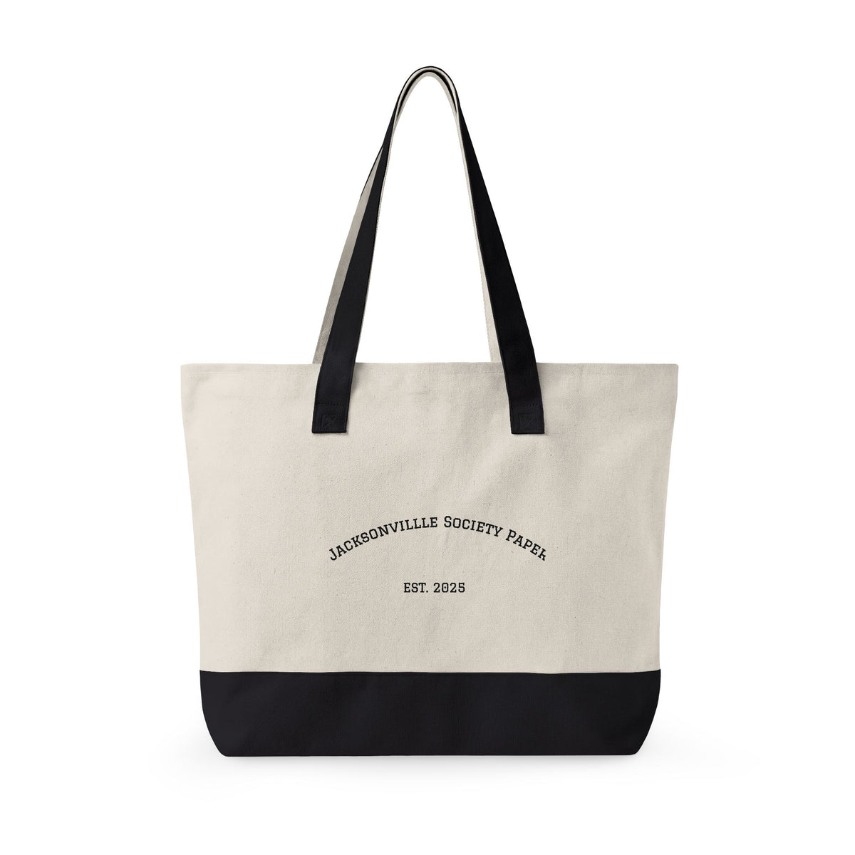 Jacksonville Society Farm Zippered Canvas Tote — Large Farm Crest & "Est. 2023" Cotton Travel Bag