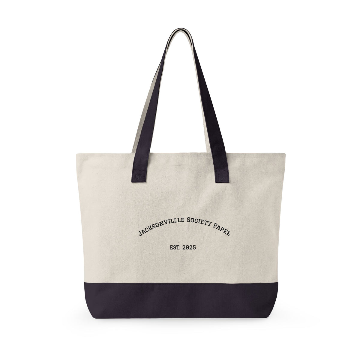 Jacksonville Society Farm Zippered Canvas Tote — Large Farm Crest & "Est. 2023" Cotton Travel Bag